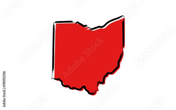 Fototapeta Stylized red sketch map of Ohio