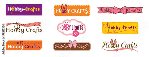 Fototapeta Set of vintage tailor labels, emblems and design elements. Logo for a handmade shop.Hobby crafts.