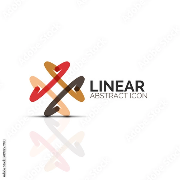 Obraz Abstract flower or star minimalistic linear icon, thin line geometric flat symbol for business icon design, abstract button or emblem