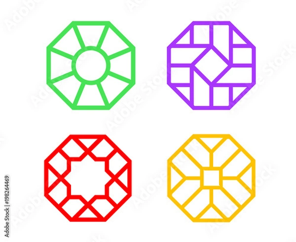 Fototapeta Chinese Octagon window frame with islamic pattern