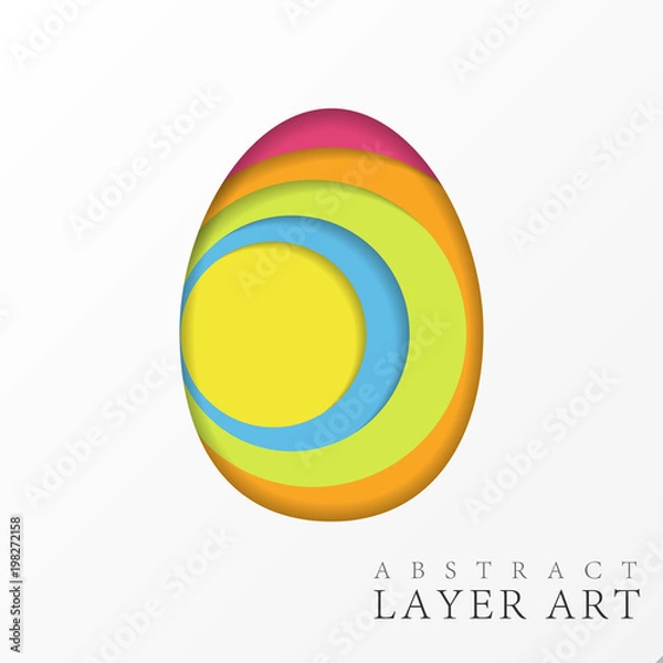 Obraz Easter Egg Abstract Layer Art with paper cut shapes. Vector design layout for business presentations, flyers, posters and invitations