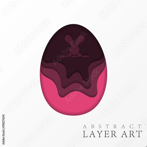 Fototapeta Easter Egg Abstract Layer Art with paper cut shapes. Vector design layout for business presentations, flyers, posters and invitations