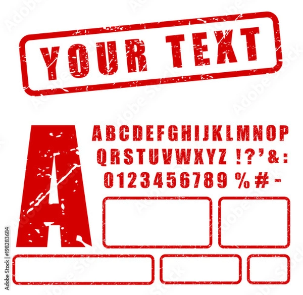 Obraz czerwony znaczek zestaw liter i cyfr