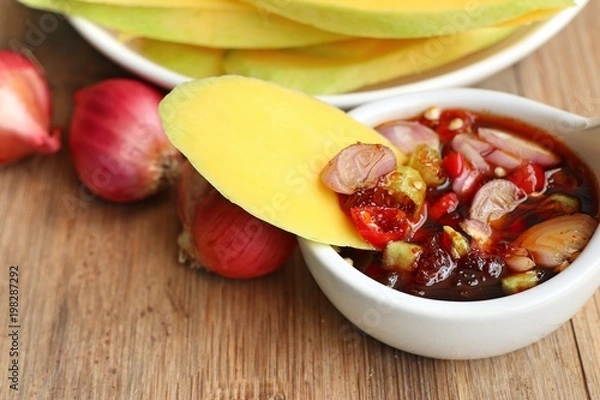 Obraz Mango and sweet fish sauce