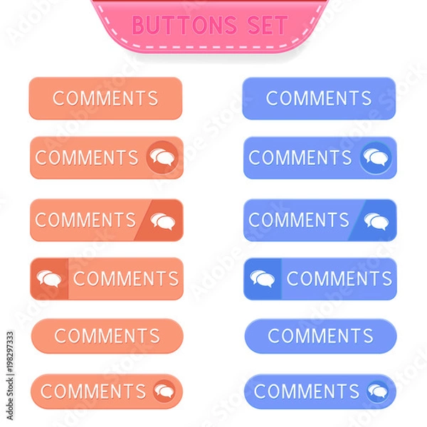 Obraz Comments buttons set. Collection of web buttons