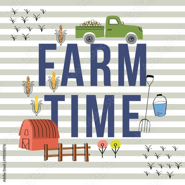 Obraz Farm time print poster. A playful, modern, and flexible print for cute and fun brand. Ready to print.