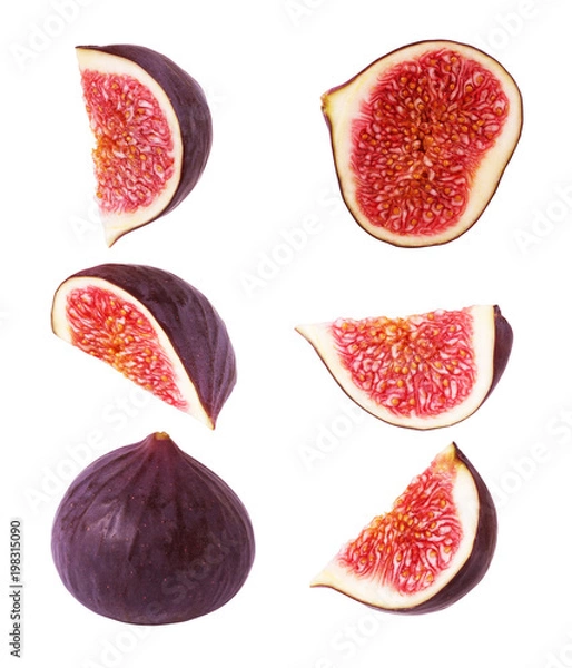 Obraz Figs cut into pieces on a white background