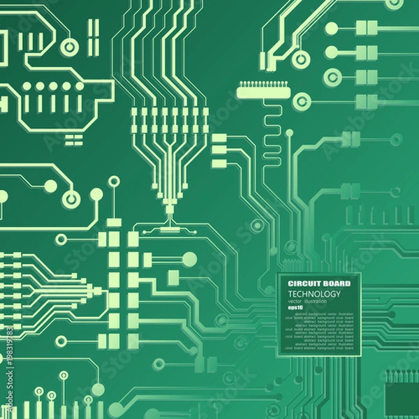 Fototapeta Vector circuit board illustration. Abstract technology.