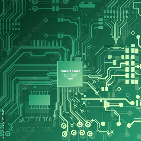 Fototapeta Vector circuit board illustration. Abstract technology.