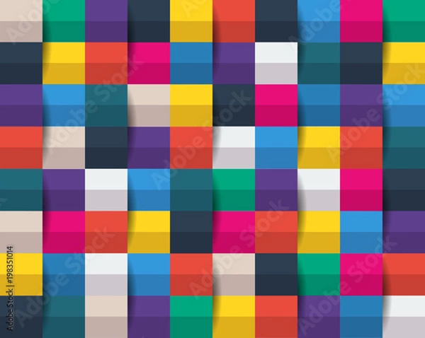 Fototapeta Colorful abstract background. Square, box, pixel, paper art.