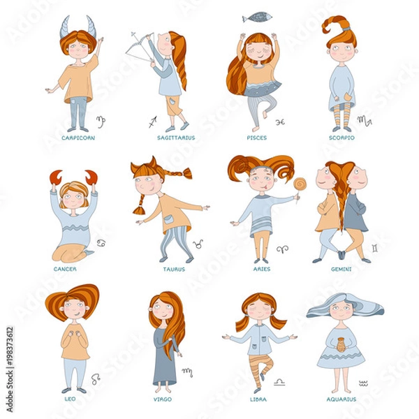 Obraz cute girls in the form of zodiac signs