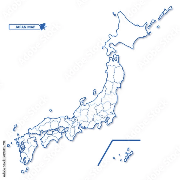Obraz ニホン地図 シンプル白地図