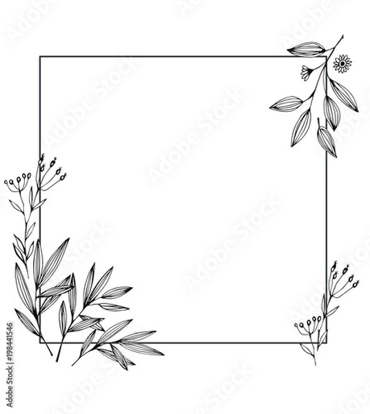 Obraz Графическая иллюстрация, Растения и листья, рамки для фотографий в листве