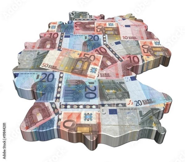 Fototapeta Germany map 3d render with euros illustration