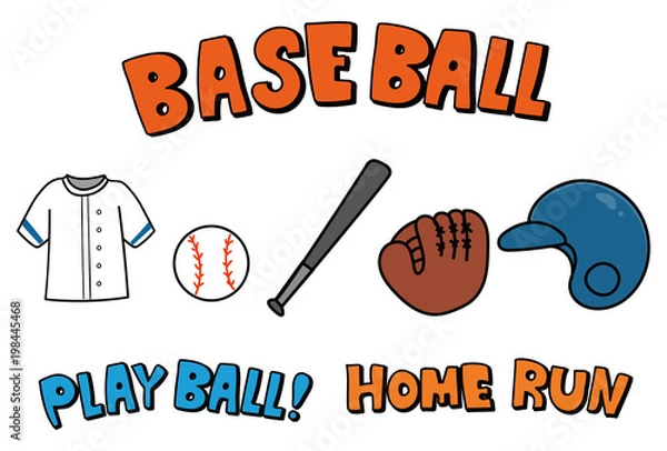 Obraz 野球道具や文字のイラスト素材