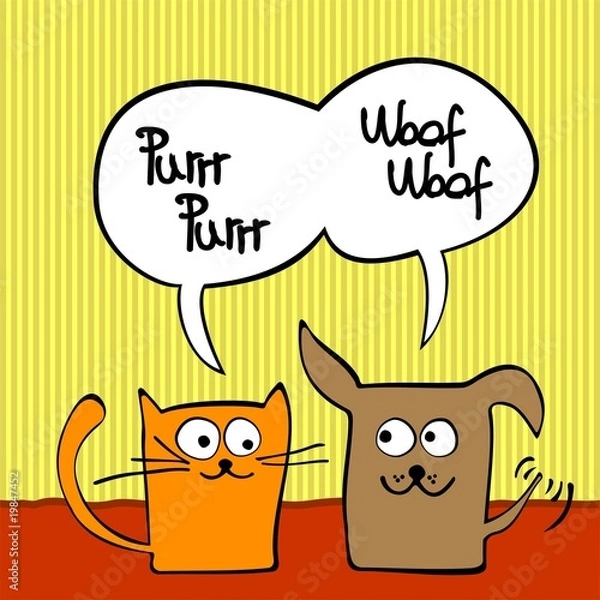 Obraz Cute cat and dog