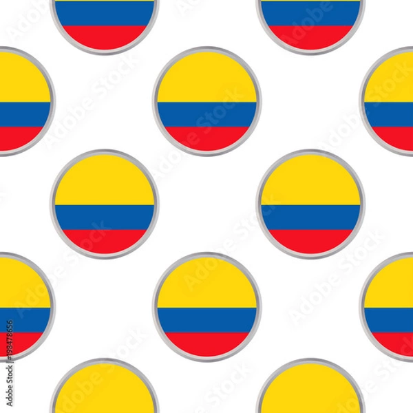 Obraz Seamless pattern from the circles with flag of Republic of Ecuador.