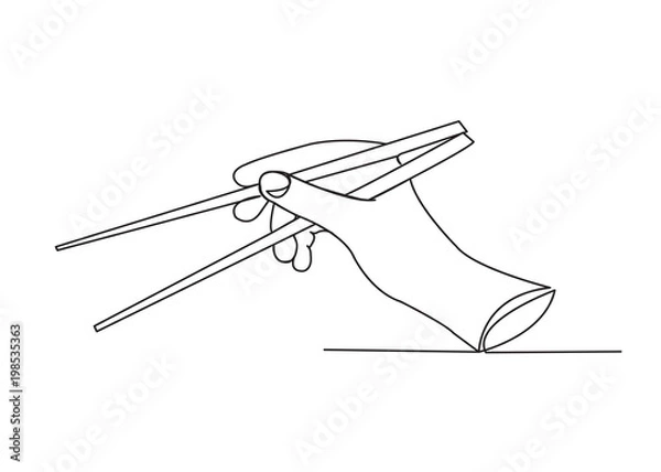 Fototapeta hand with chopsticks
