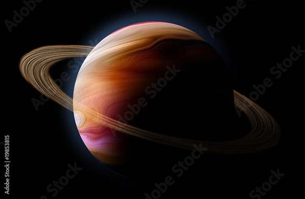 Fototapeta Abstract planet with sun flare in deep space against black backg