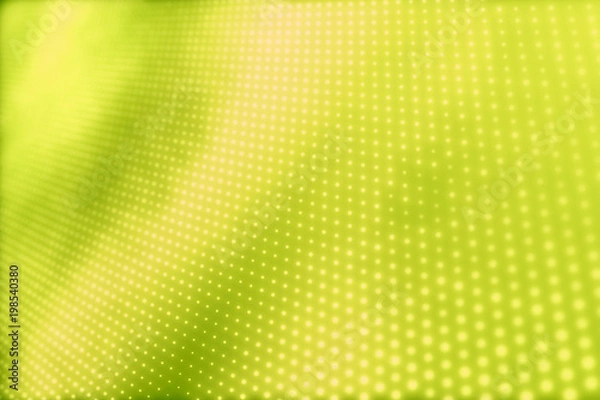 Fototapeta Abstract green cg wave texture with glowing defocused particles. Cyber or technology digital landscape background. 3d rendering