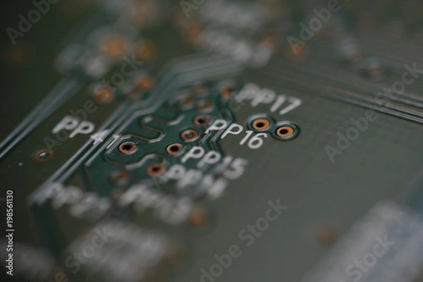Fototapeta Close up computer electronic circuit board 