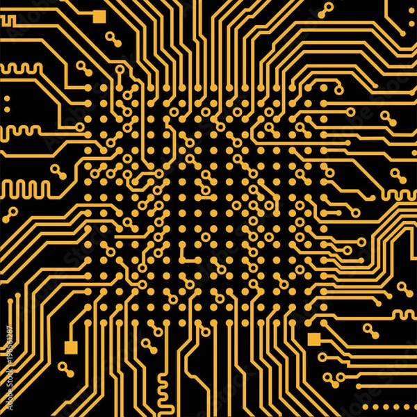 Fototapeta High tech electronic circuit board vector background.