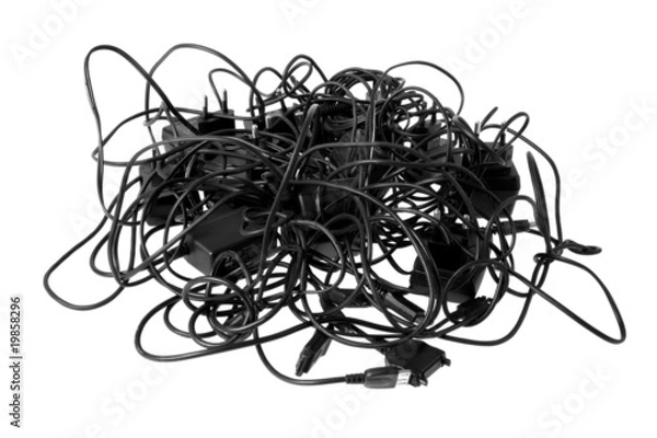 Obraz Tangled cables and connectors