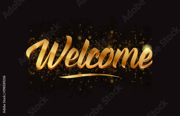 Fototapeta word text with sparkle and glitter background in gold, suitable for card, brochure or typography logo design