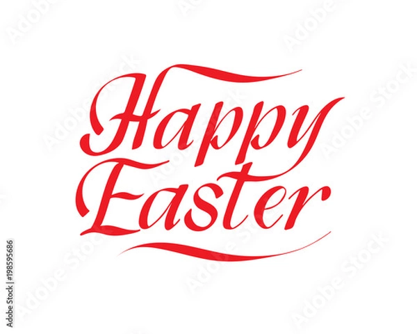 Obraz happy Easter Hand drawn calligraphy and brush pen lettering. design for holiday greeting card and invitation of the happy Easter day