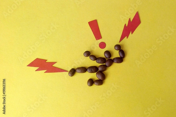 Obraz Lightning fast Bruce Lee punch image of coffee beans and paper signs
