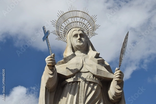 Fototapeta SANTA CRUZ, BRAZIL - September 25, 2017 - View of the courtyard of the largest Catholic statue in the world, the statue of Saint Rita of Cassia, 56 meters high, located in the northeastern backlands. 