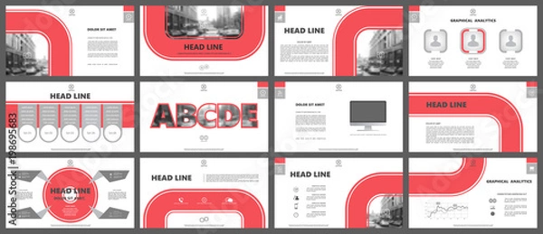 Fototapeta Set of infographic elements for presentation templates. Corporate Business Card. Modern brochure, layout. Flyer design.