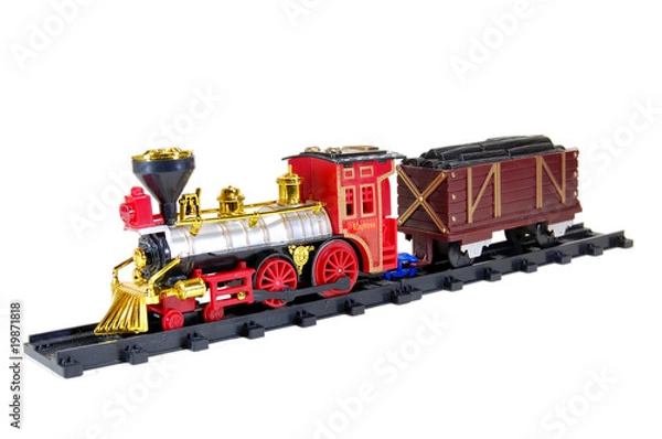 Obraz Toy Steam Train and freight wagon