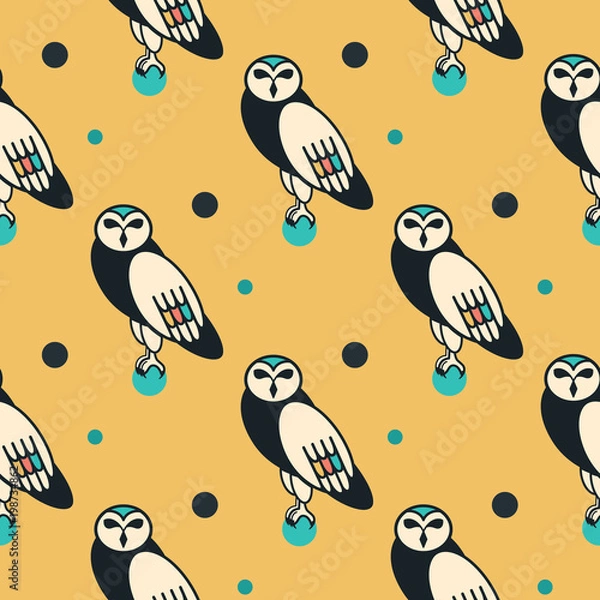 Fototapeta Owl seamless pattern. Vector illustration.