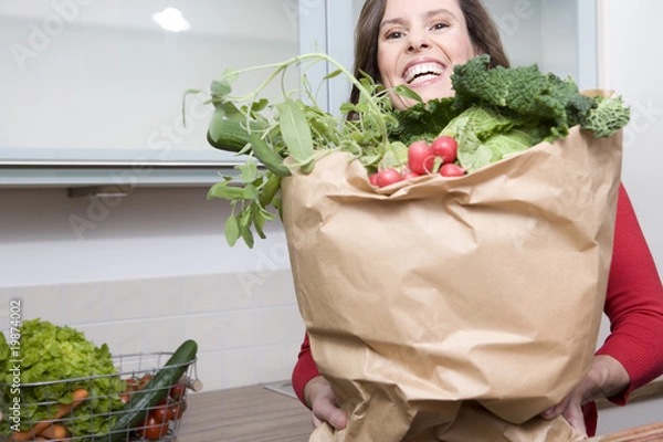 Obraz frau mit einkauf
