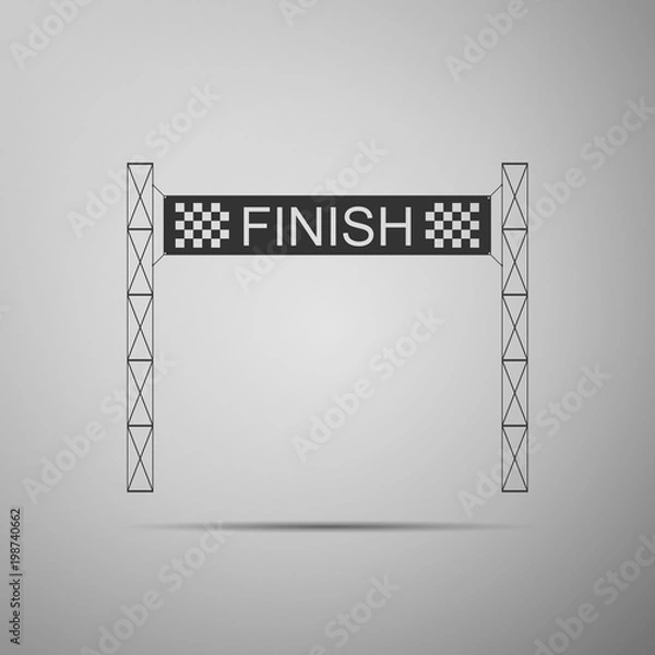 Obraz Ribbon in finishing line icon isolated on grey background. Symbol of finish line. Sport symbol or business concept. Flat design. Vector Illustration