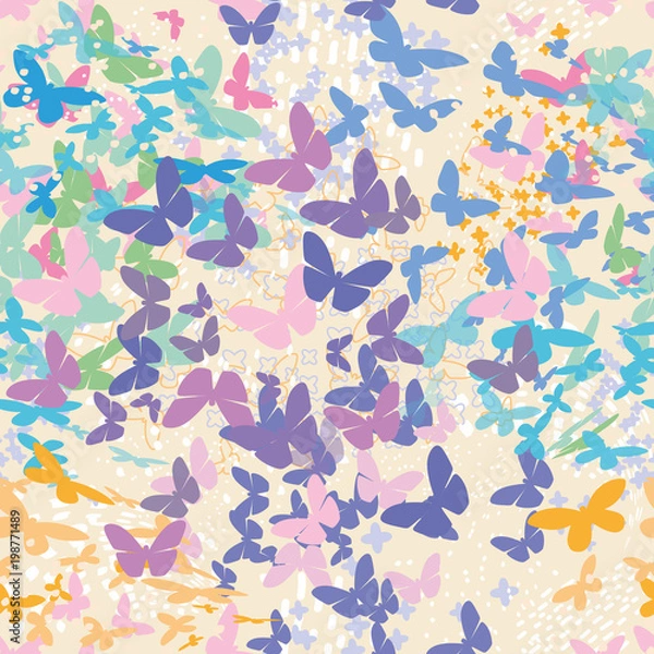 Obraz Butterflies. Seamless vector pattern on light background/
