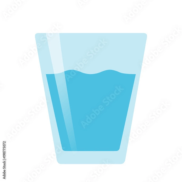 Fototapeta Glass of water flat vector on white background isolated