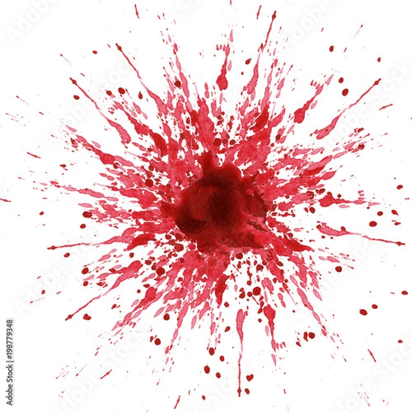 Obraz Isolated spots on white background. Watercolor stains, blots, smears. Blood, spray. Set for design