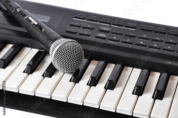 Fototapeta A microphone lying on the keys