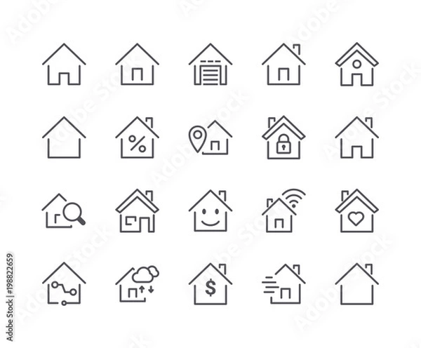 Obraz Minimalny zestaw ikon linii Smart Home. Edytowalny skok.