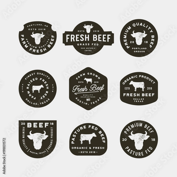 Fototapeta set of premium fresh beef labels. vector illustration
