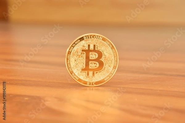 Fototapeta Bitcoin in gold