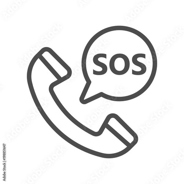 Fototapeta SOS icon, logo illustration, line megaphone, Pixel perfect, eps 8