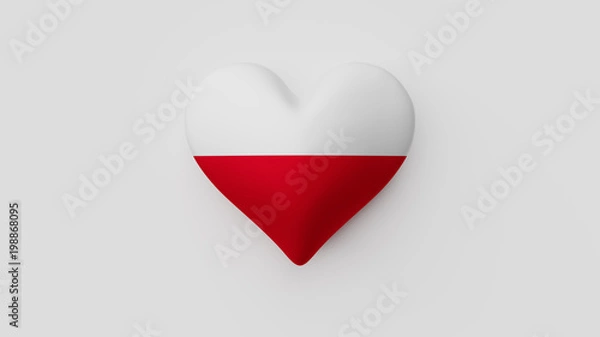 Fototapeta Corazón bandera Polonia. 3D