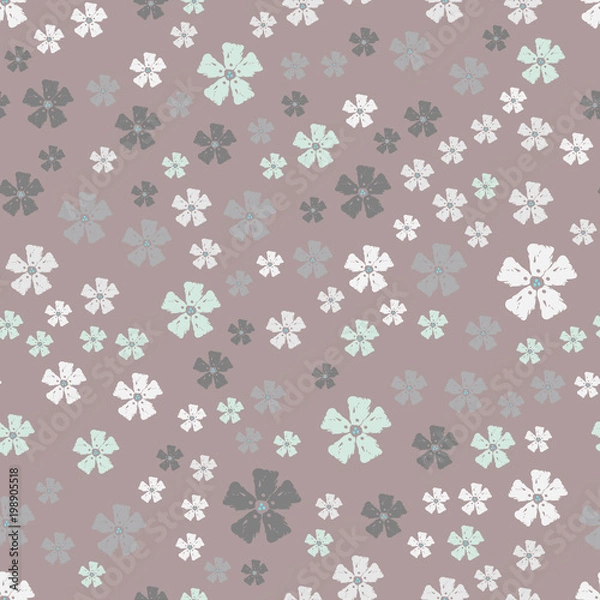 Fototapeta Simple pastel color floral pattern vector seamless