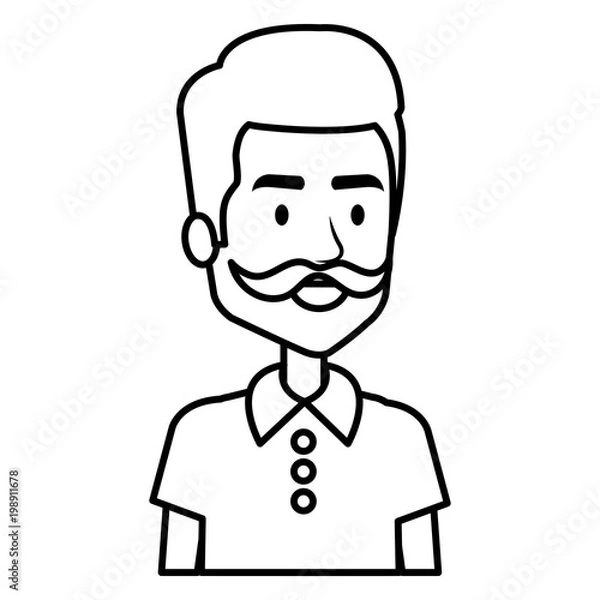 Obraz young man with beard avatar character vector illustration design