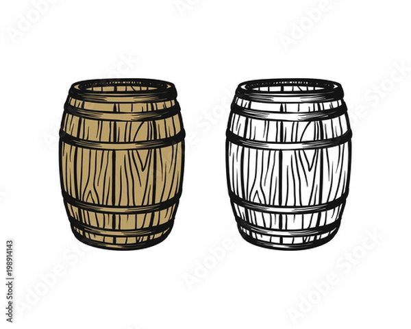 Obraz Linia sztuki beczki ręcznie rysowane Symbol Logo wektor zestaw