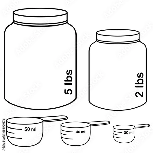 Obraz Protein container illustration. Vector set