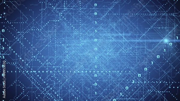 Fototapeta Digital Connectivity, Artificial Intelligence And Data Storage Concept. Futuristic Electronic Circuit Board, Conductors And Neural Signals